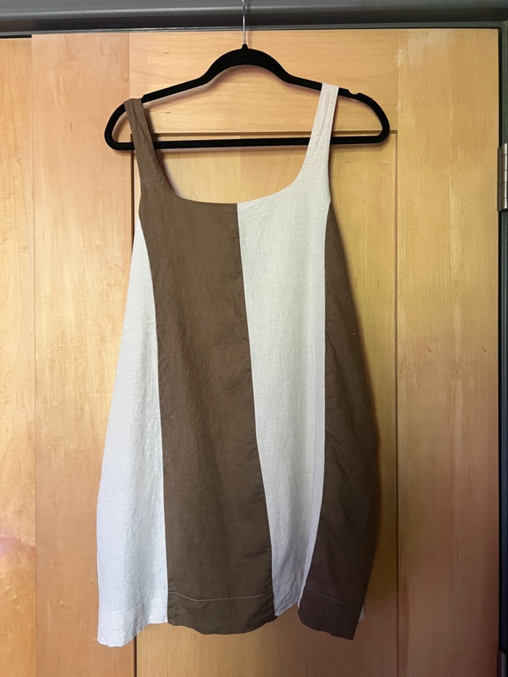 Women's Brown and White Colorblock Mini Dress